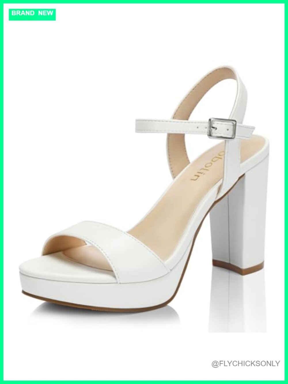 Wide Width Block Heel Platform Sandals Faux Leather Adjustable Ankle Strap